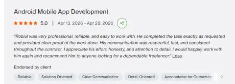 Client review: Android Mobile App Development