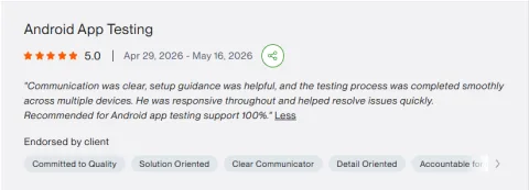 Client review: Android App Testing