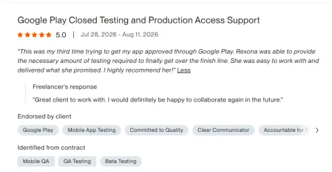 Client review: Google Play Closed Testing and Production Access Support
